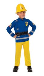 תחפושת סמי הכבאי מהודר [מידה S גיל 3-4 שנים] כולל מכנסיים, חולצה עם אלמנטים מודפסים, חגורה עם סקוטץ' וקסדה